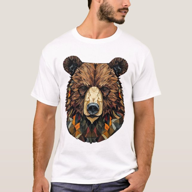 Polygonal Art of a Bear's Face T-Shirt (Front)
