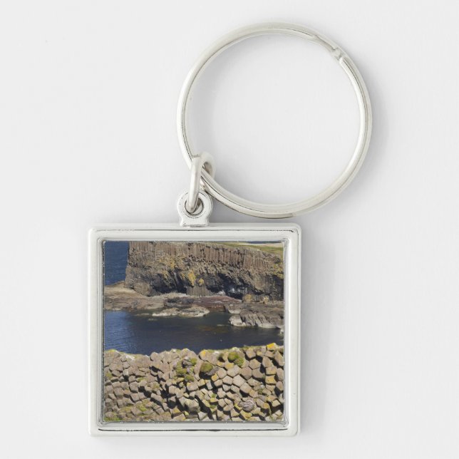 Polygonal basalt, Staffa, off Isle of Mull, Key Ring (Front)