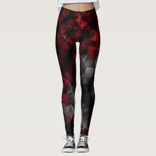 Polygonal , black and red leggings