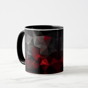 Polygonal , black and red mug