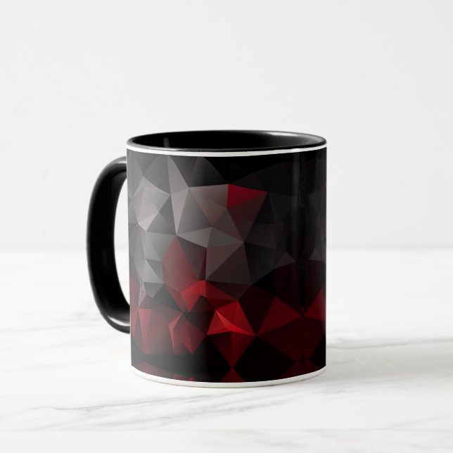 Polygonal , black and red mug (Front Left)