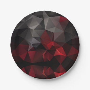 Polygonal , black and red paper plate
