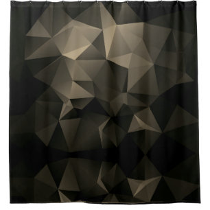 Polygonal , black and red shower curtain