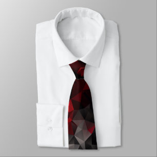 Polygonal , black and red  tie