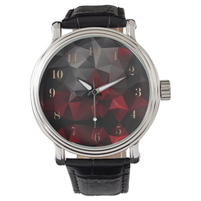 Polygonal , black and red watch (Front)