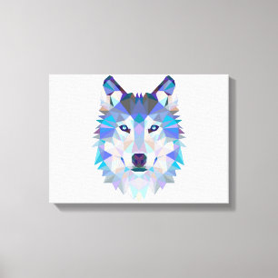 Polygonal geometric wolf head canvas print