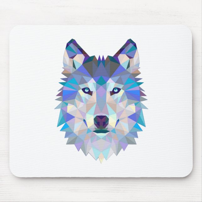Polygonal geometric wolf head mouse mat (Front)