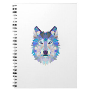 Polygonal geometric wolf head notebook