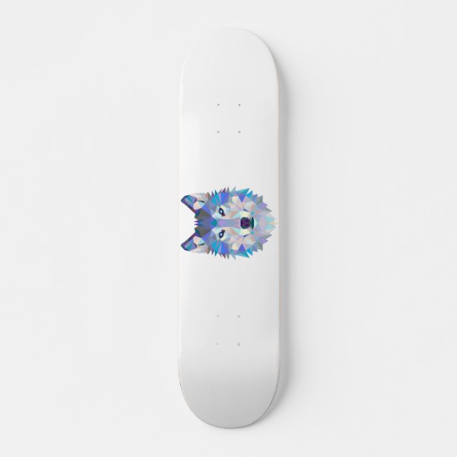 Polygonal geometric wolf head skateboard (Front)
