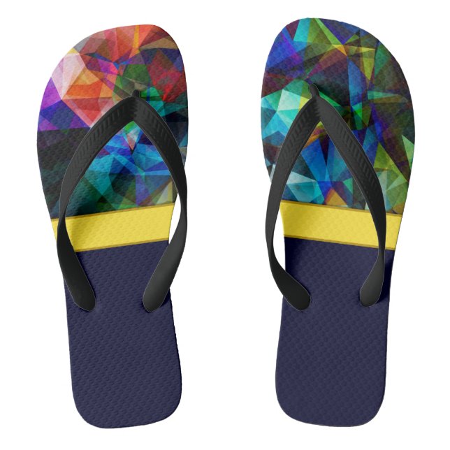 Polygonal geometrical triangles bright colourful c flip flops (Footbed)