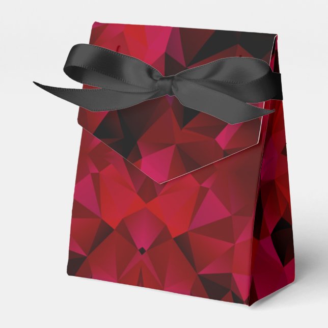 Polygonal geometrical triangles red print favour box (Front Side)