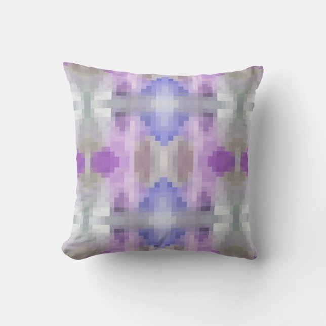 Polygonal geometrical violet purple blue pixel squ cushion (Front)
