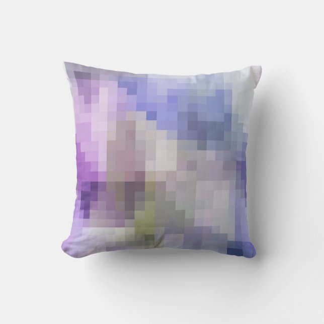 Polygonal geometrical violet purple blue pixel squ cushion (Front)