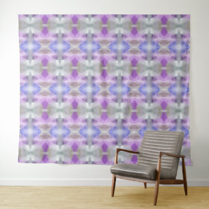 Polygonal geometrical violet purple blue pixel squ tapestry