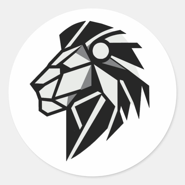 Polygonal lion Head Classic Round Sticker (Front)