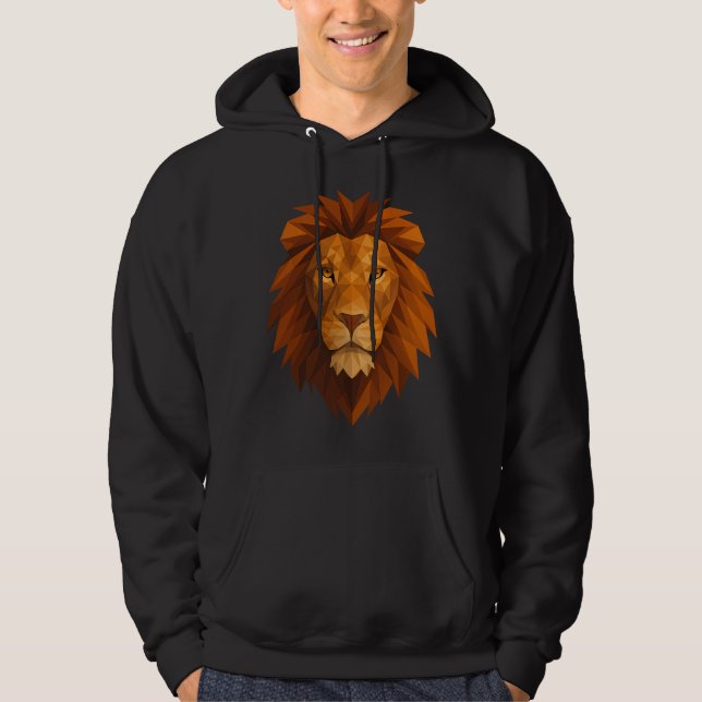 Polygonal Lion Head – Geometric Power Design for M Hoodie (Front)