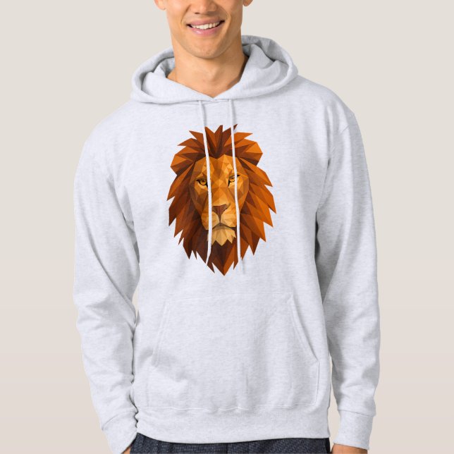 Polygonal Lion Head – Geometric Power Design for M Hoodie (Front)