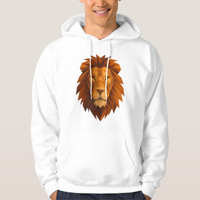 Polygonal Lion Head – Geometric Power Design for M Hoodie (Front)