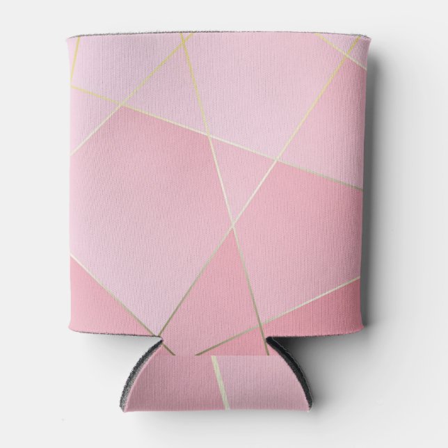 Polygonal Luxury: Golden-Pink Vintage Design. Can Cooler (Front)