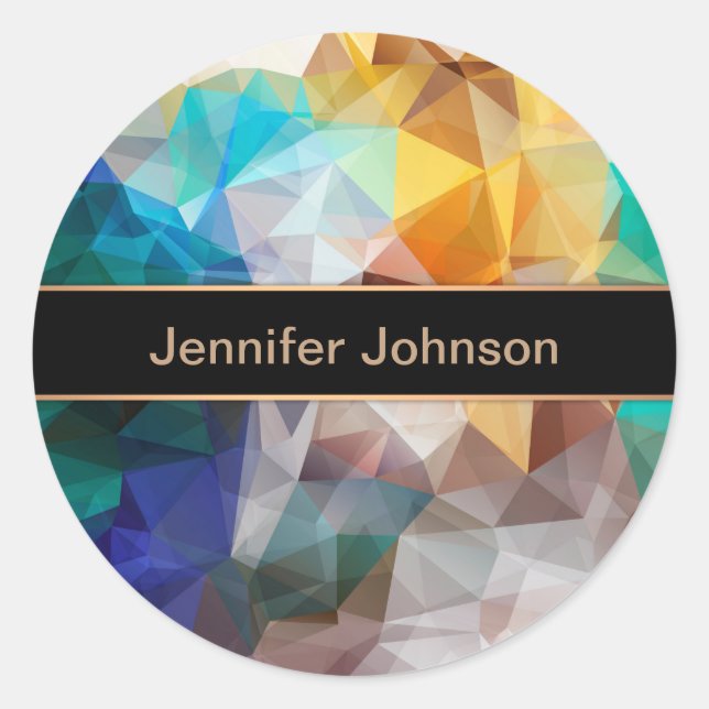 Polygonal personalised geometrical shapes triangle classic round sticker (Front)