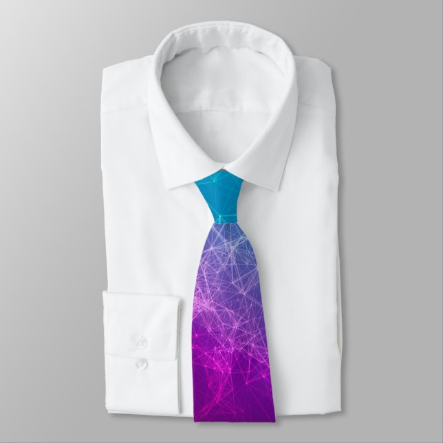 Polygonal Purple & Blue Ombre Tie (Tied)