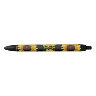 Polygonal  sunflowers  -personalised black ink pen