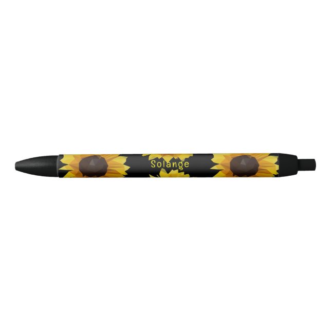 Polygonal  sunflowers  -personalised black ink pen (Front)