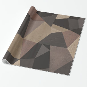 Polygonal triangles geometrical print brown wrapping paper