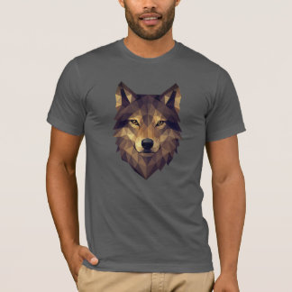 Polygonal Wolf Head Geometric Art in Earth Tones T-Shirt