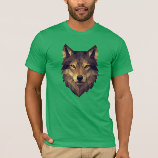 Polygonal Wolf Head Geometric Art in Earth Tones T-Shirt
