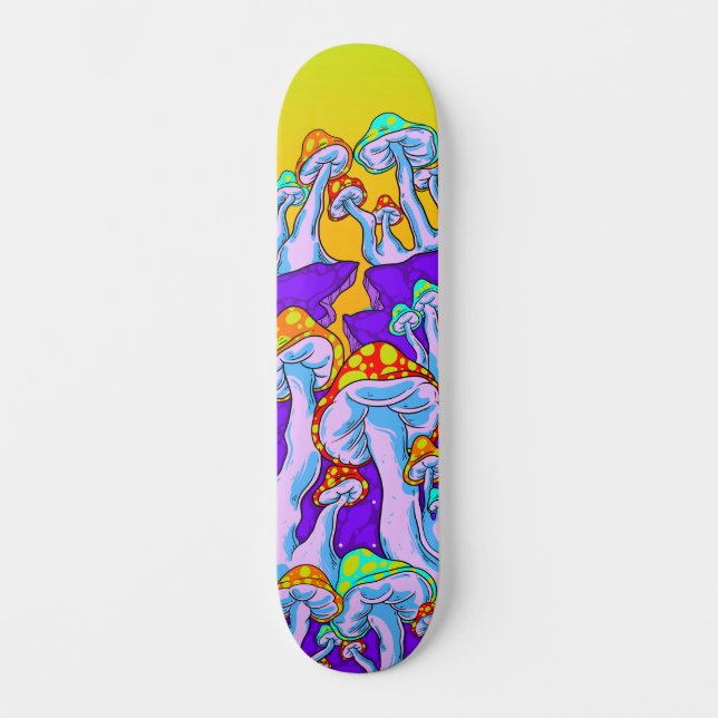 Polymorph Psychedelic Mushroom Mountain Skateboard (Front)