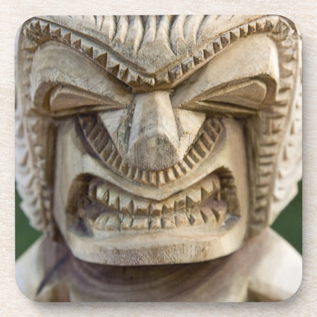 Polynesia, Kingdom of Tonga. Close-up of tiki Coaster (Front)
