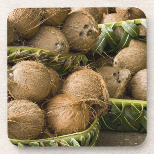 Polynesia, Kingdom of Tonga. Display of coconuts Coaster