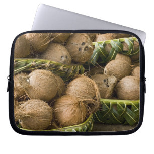 Polynesia, Kingdom of Tonga. Display of coconuts Laptop Sleeve