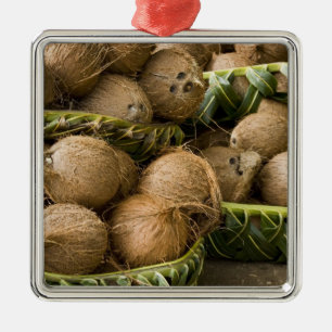 Polynesia, Kingdom of Tonga. Display of coconuts Metal Tree Decoration
