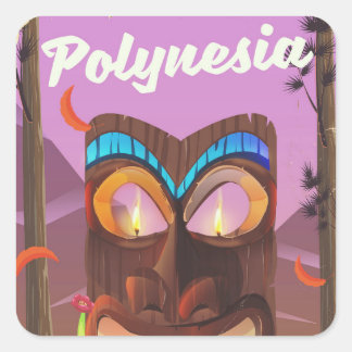 Polynesia Tiki mask Square Sticker