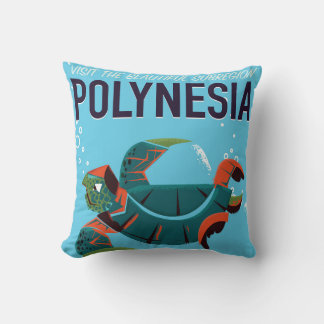 Polynesia vintage travel poster cushion