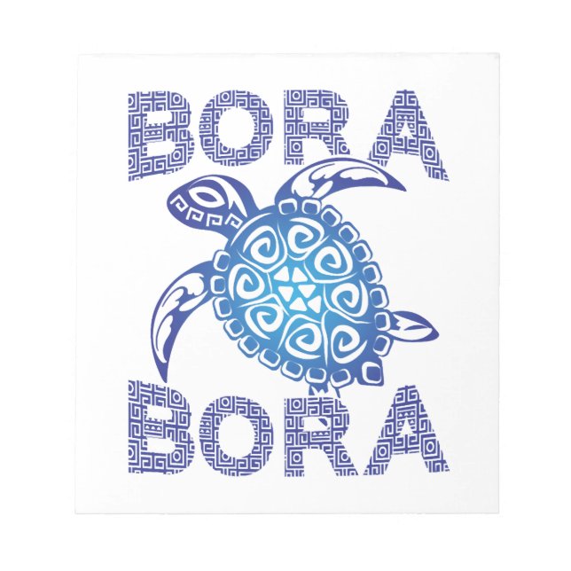 Polynesian Blue Tribal Sea Turtle Bora Bora Notepad (Front)
