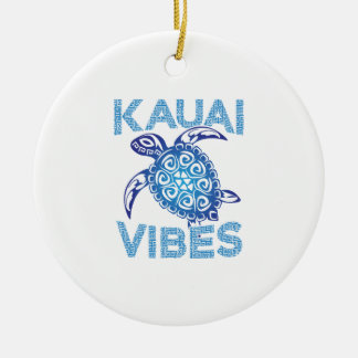 Polynesian Blue Tribal Sea Turtle Kauai Vibes Ceramic Tree Decoration