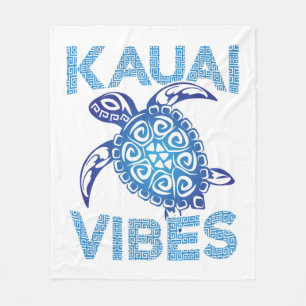 Polynesian Blue Tribal Sea Turtle Kauai Vibes Copy Fleece Blanket