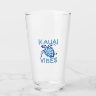 Polynesian Blue Tribal Sea Turtle Kauai Vibes Glass