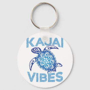Polynesian Blue Tribal Sea Turtle Kauai Vibes Key Ring