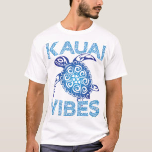 Polynesian Blue Tribal Sea Turtle Kauai Vibes T-Shirt