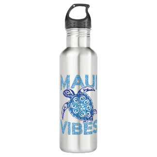 Polynesian Blue Tribal Sea Turtle Maui Vibes 710 Ml Water Bottle