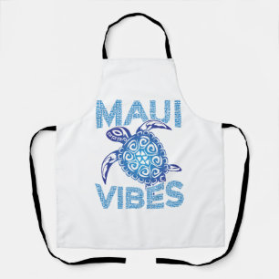 Polynesian Blue Tribal Sea Turtle Maui Vibes Apron