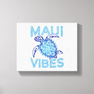 Polynesian Blue Tribal Sea Turtle Maui Vibes Canvas Print