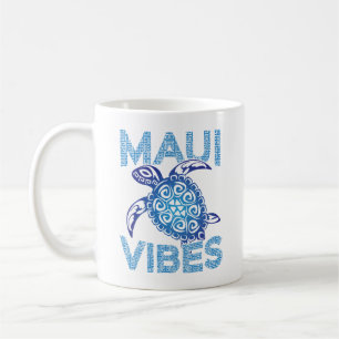 Polynesian Blue Tribal Sea Turtle Maui Vibes Coffee Mug