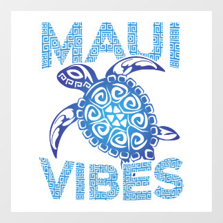 Polynesian Blue Tribal Sea Turtle Maui Vibes Window Cling
