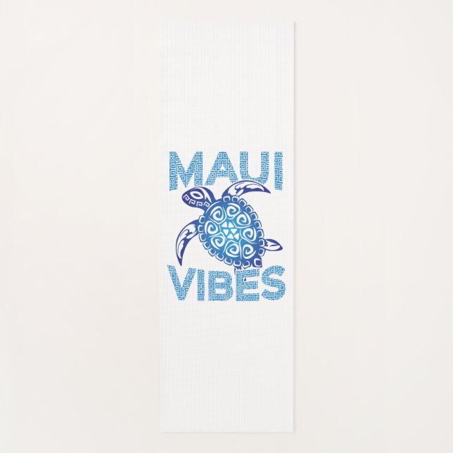 Polynesian Blue Tribal Sea Turtle Maui Vibes Yoga Mat (Front)