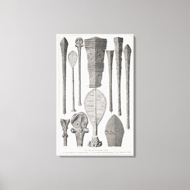 Polynesian clubs and insignia of rank canvas print (Front)